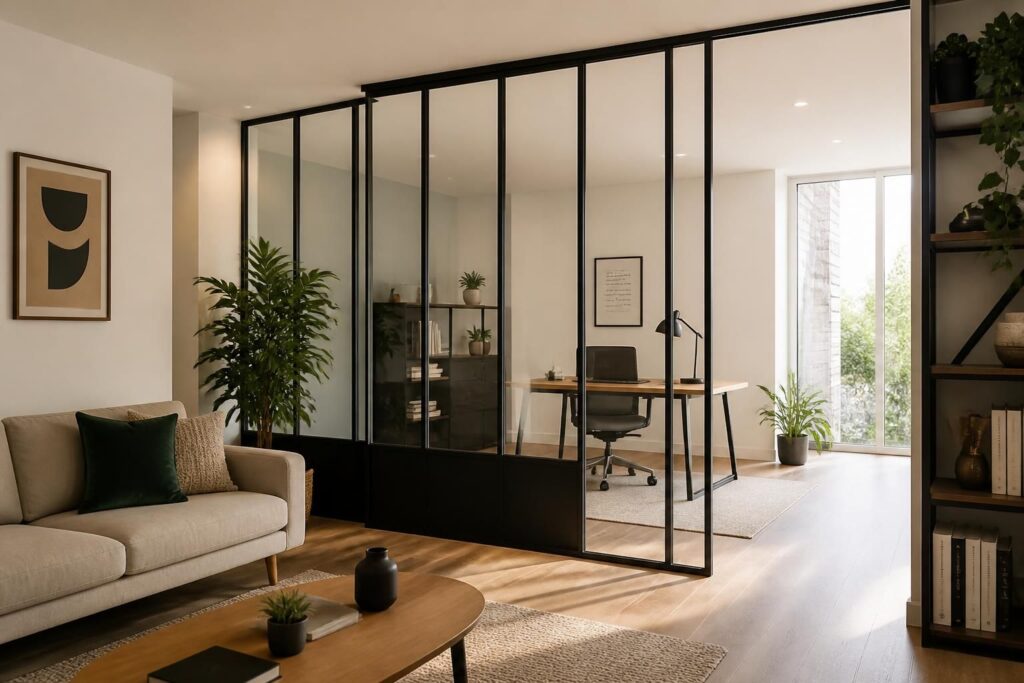 découvrez nos verrières d'intérieur pour séparer vos espaces sans cloisonner, alliant élégance et luminosité pour un intérieur moderne et ouvert.