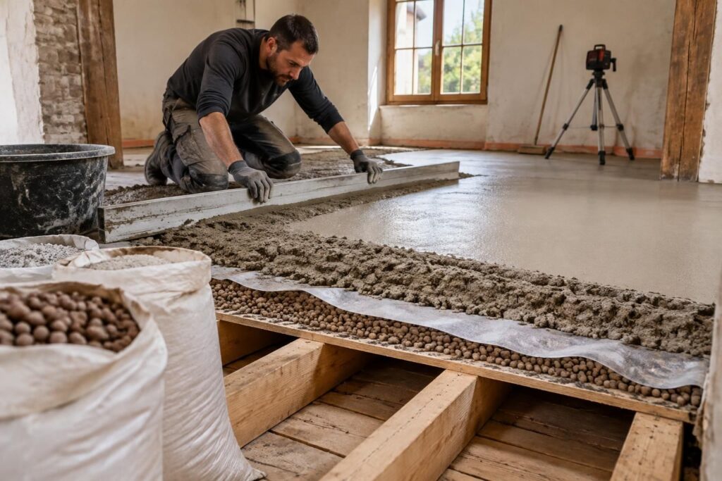 découvrez les types de chapes allégées adaptés aux planchers bois et les étapes clés de leur mise en œuvre pour un sol stable et performant.