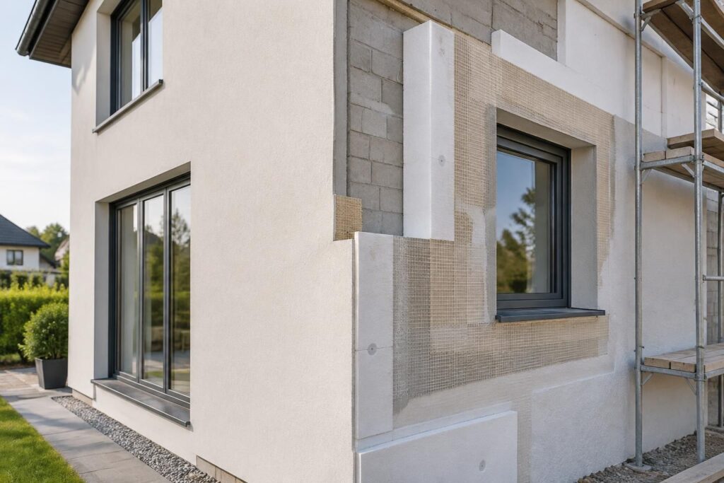 améliorez le confort thermique de votre logement avec un enduit isolant extérieur : une façade performante, protégée et esthétique toute l’année.